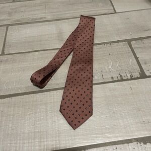 Christian Dior Tie Men's Red Vintage Designer Medallion Geometric 100% Silk 57"